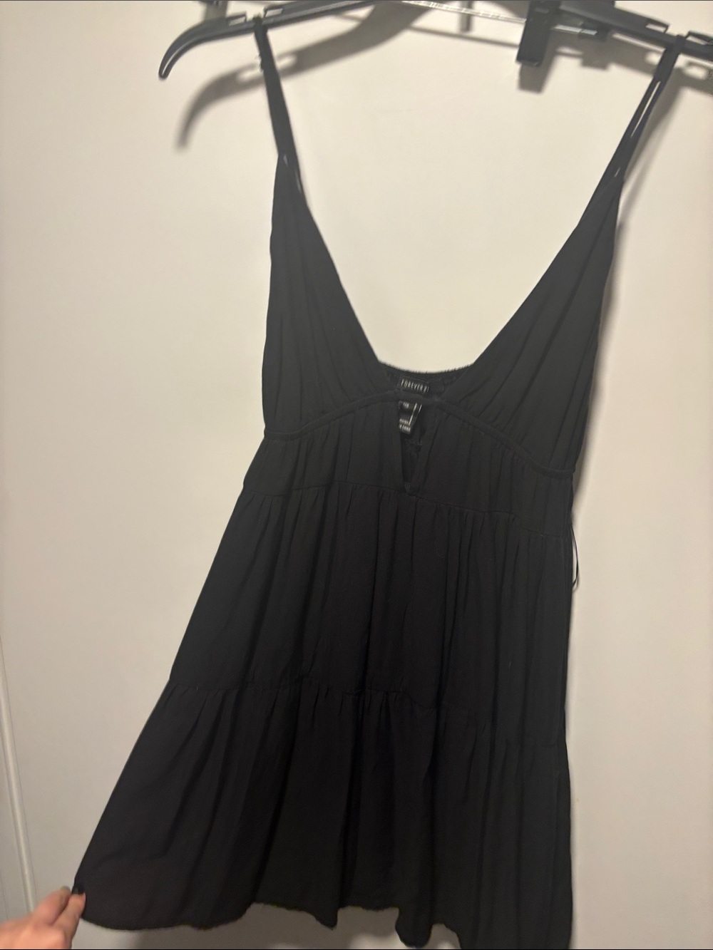 Forever 21 Black Tiered V-Neck Dress with Thin Straps